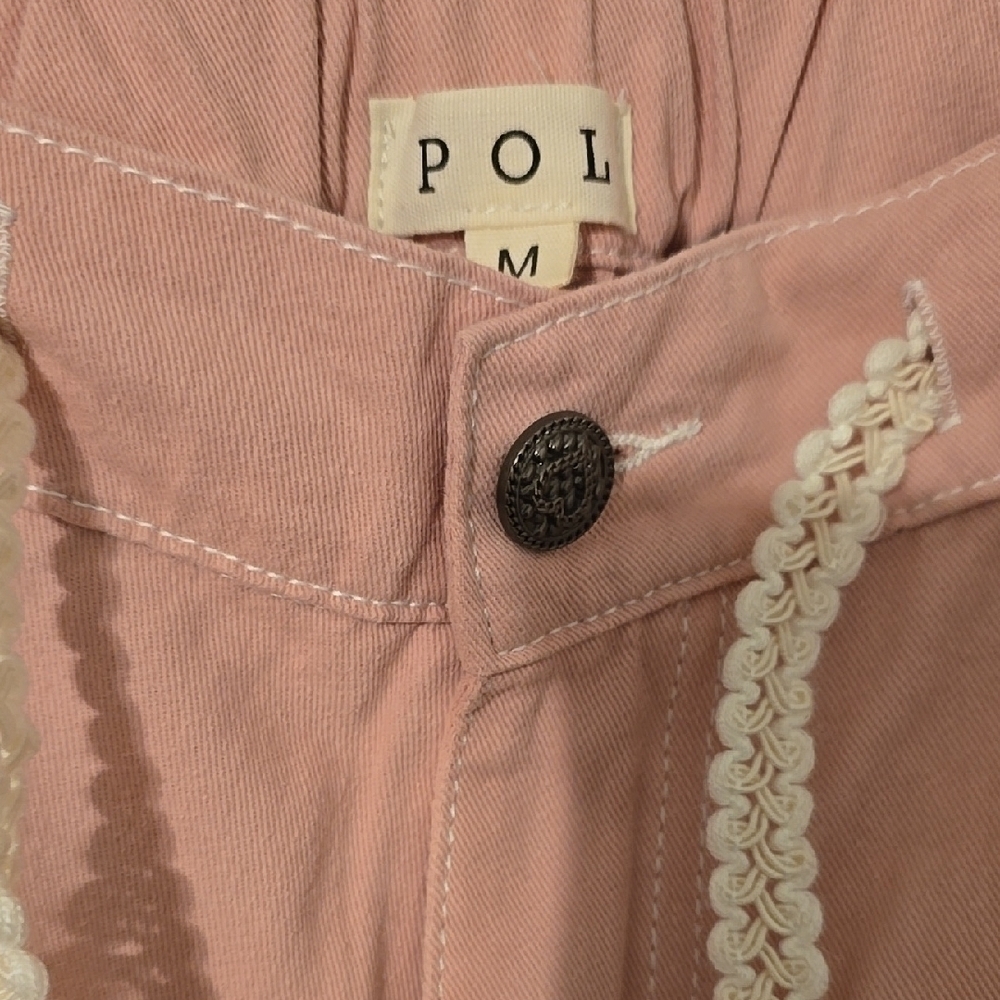 POL Boho Crochet Patch Lounge Pants Dusty Pink M NWOT - Picture 2 of 6